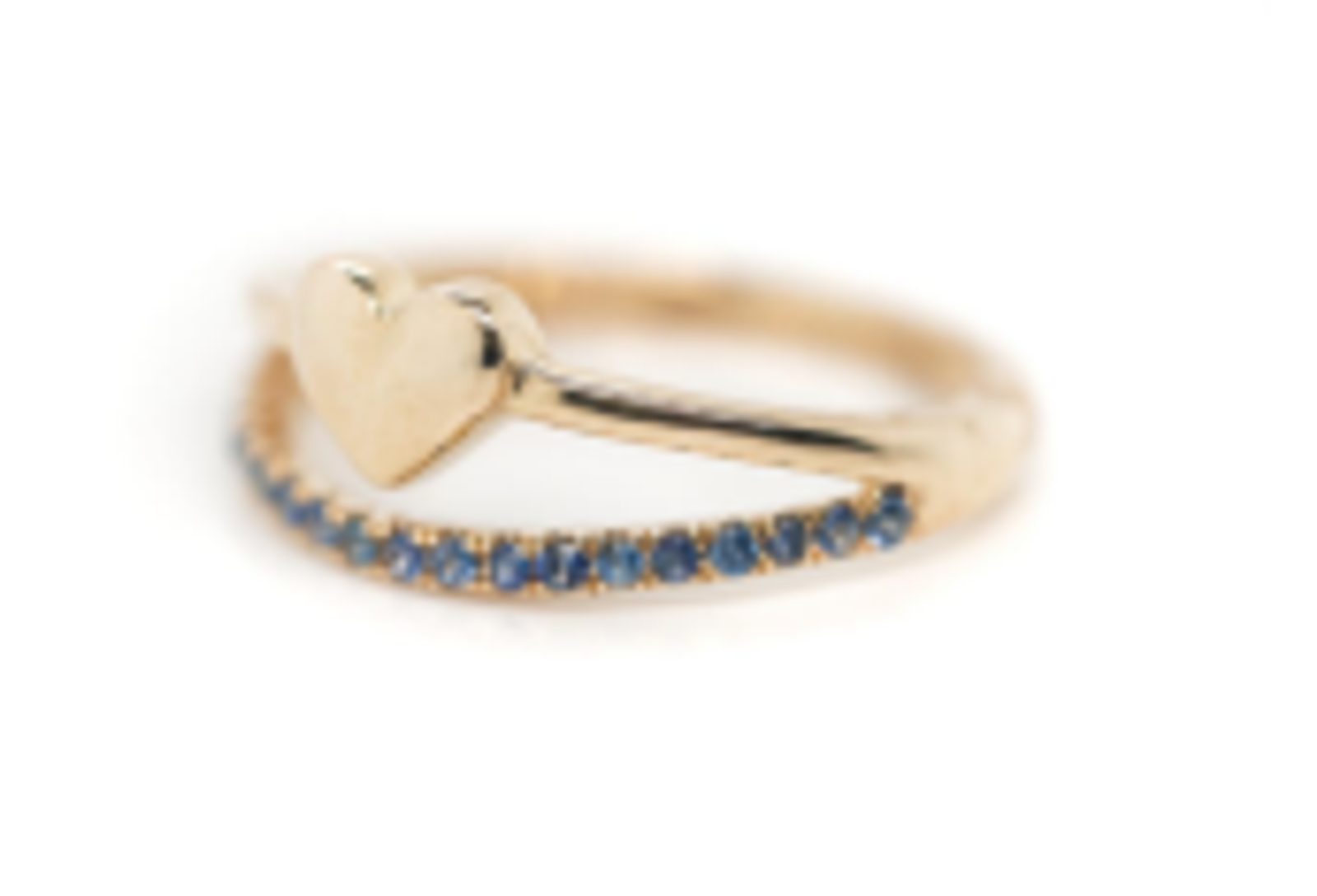 14k yellow gold sapphire heart ring size 7.25