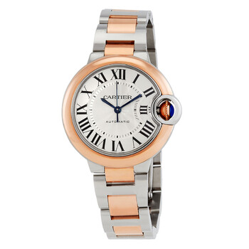 Cartier Ballon Bleu 33mm Automatic Silver Dial Ladies Watch w2bb0032