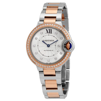 Cartier Ballon Bleu Automatic Diamond Silver Dial Ladies Watch w3bb0023