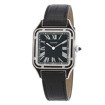 Cartier Santos-Dumont Lacquer Large Model Hand Wind Black Dial Men's Watch WSSA0046
