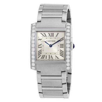 Cartier Tank Francaise Medium Model Diamond Silver Dial Ladies Watch W4TA0021