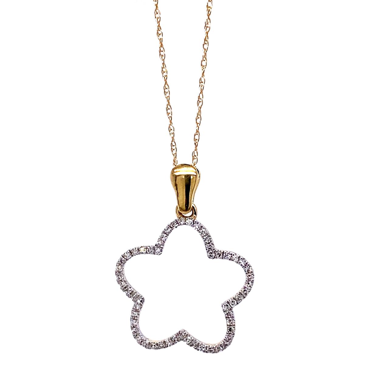 Diamond Flower Pendant Necklace
