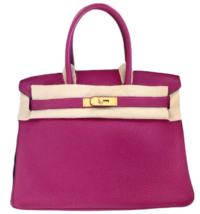 Hermes Handbags Birkin 25 Anemone Togo Gold Hardware 2