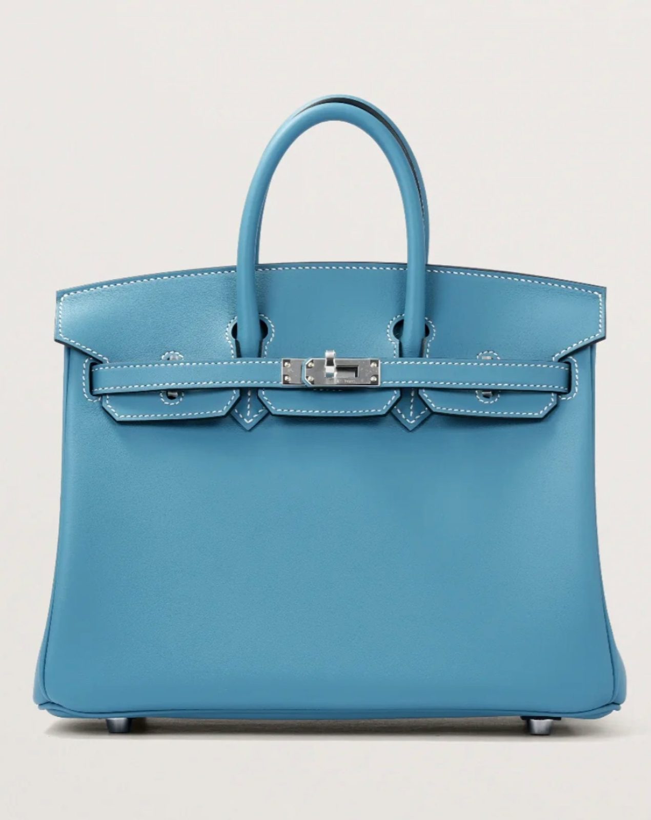 Hermes Handbags Birkin 25 Blue Jean Swift Palladium Hardware