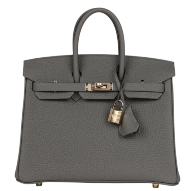 Hermes Handbags Birkin 25 Gris Meyer Togo Permabrass Hardware 2