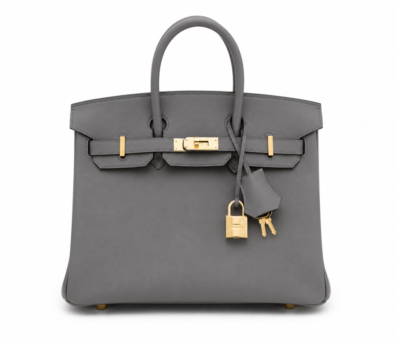 Hermes Handbags Birkin 25 Gris Misty Swift Gold Hardware