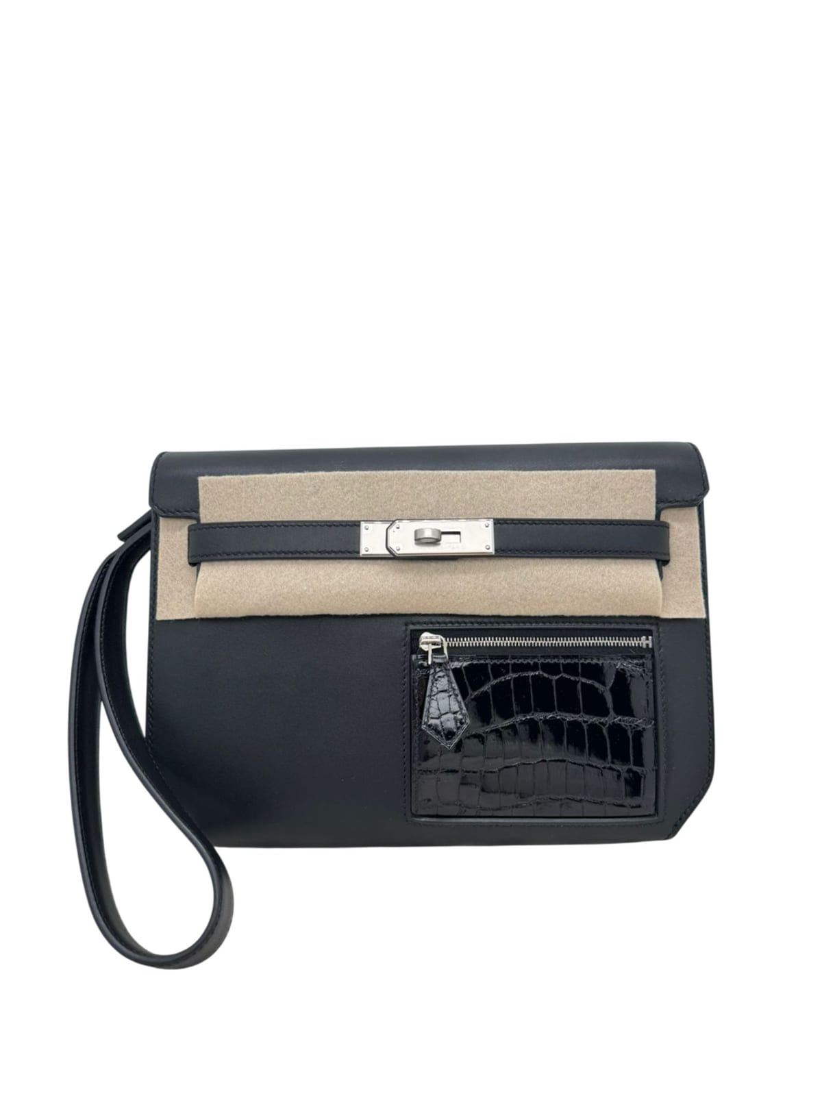 Hermes Handbags Depeche 25 Black Colormatic Crocodile Palladium Hardware