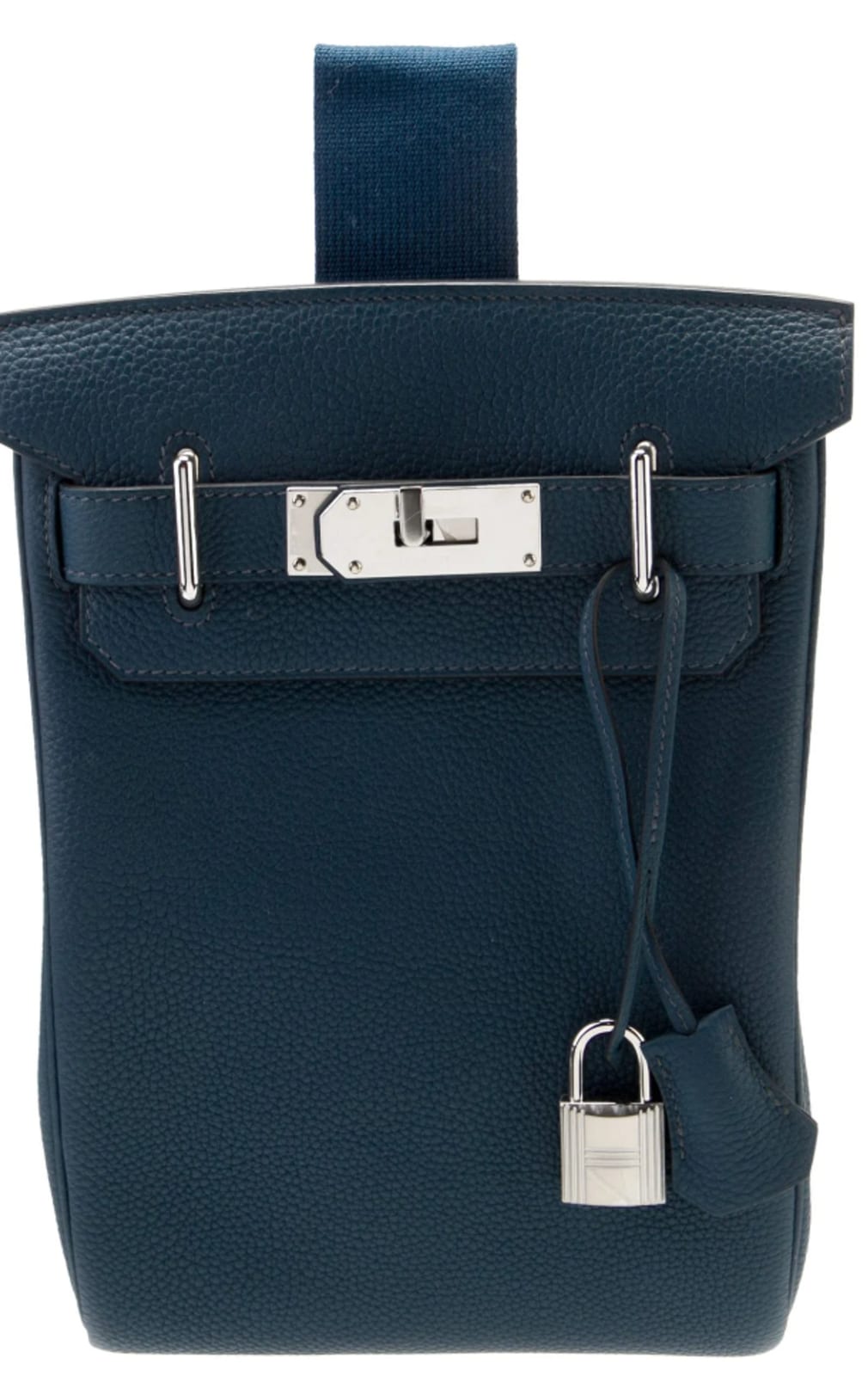 Hermes Handbags Hac a Dos PM Blue de Prusse Togo Leather with Palladium Hardware