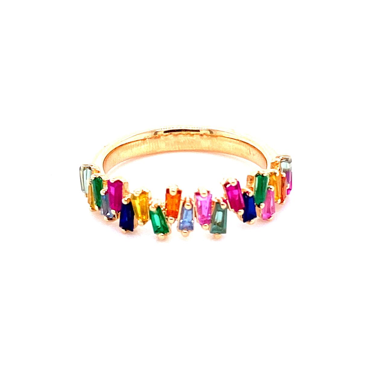 Multi-Colored Baguette Ring
