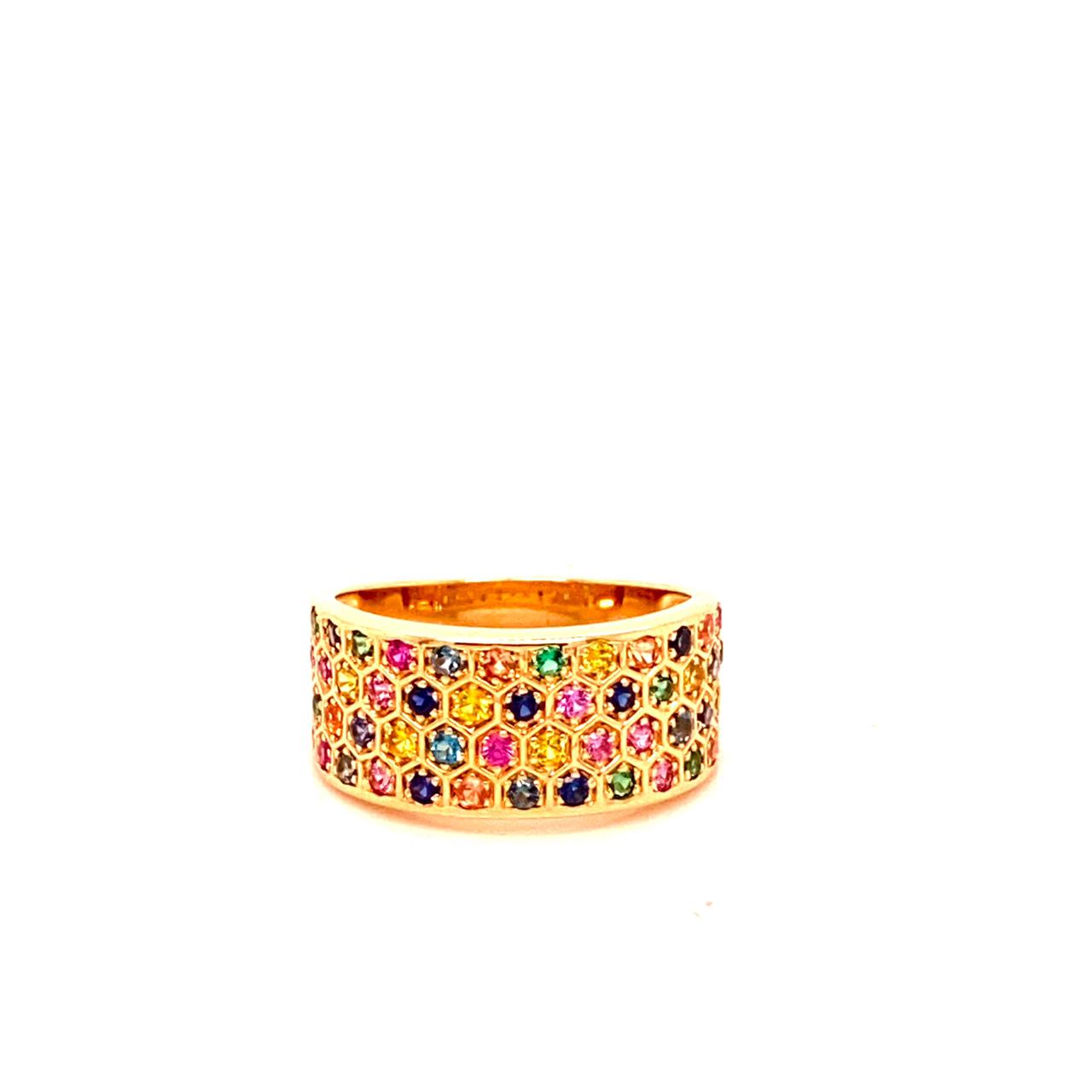 Multi Colored Honey Comb Ring