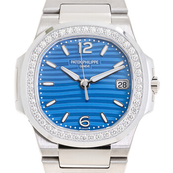 Patek Philippe Nautilus Quartz Diamond Blue Dial Ladies Watch 7010-1G-013