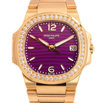 Patek Philippe Nautilus Quartz Diamond Purple Dial Ladies Watch 7010-1R-013