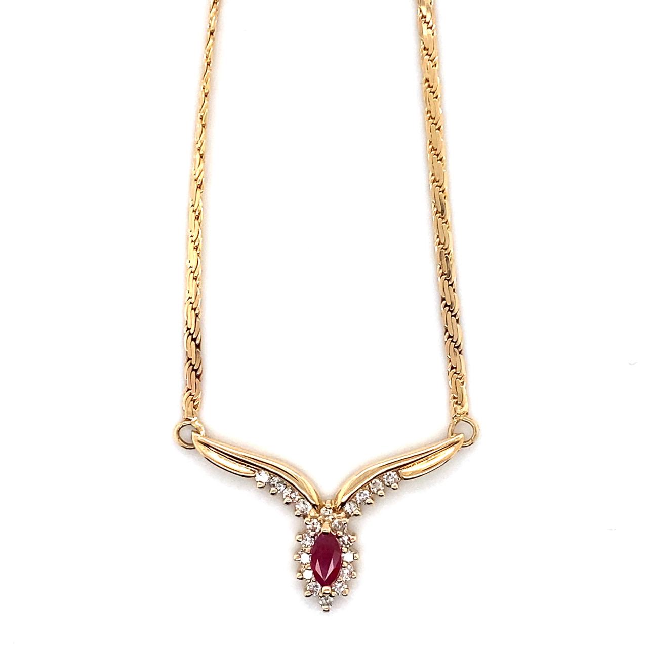Yellow Gold Ruby Necklace 2